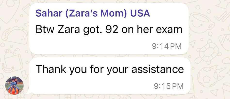 Parent testimonial