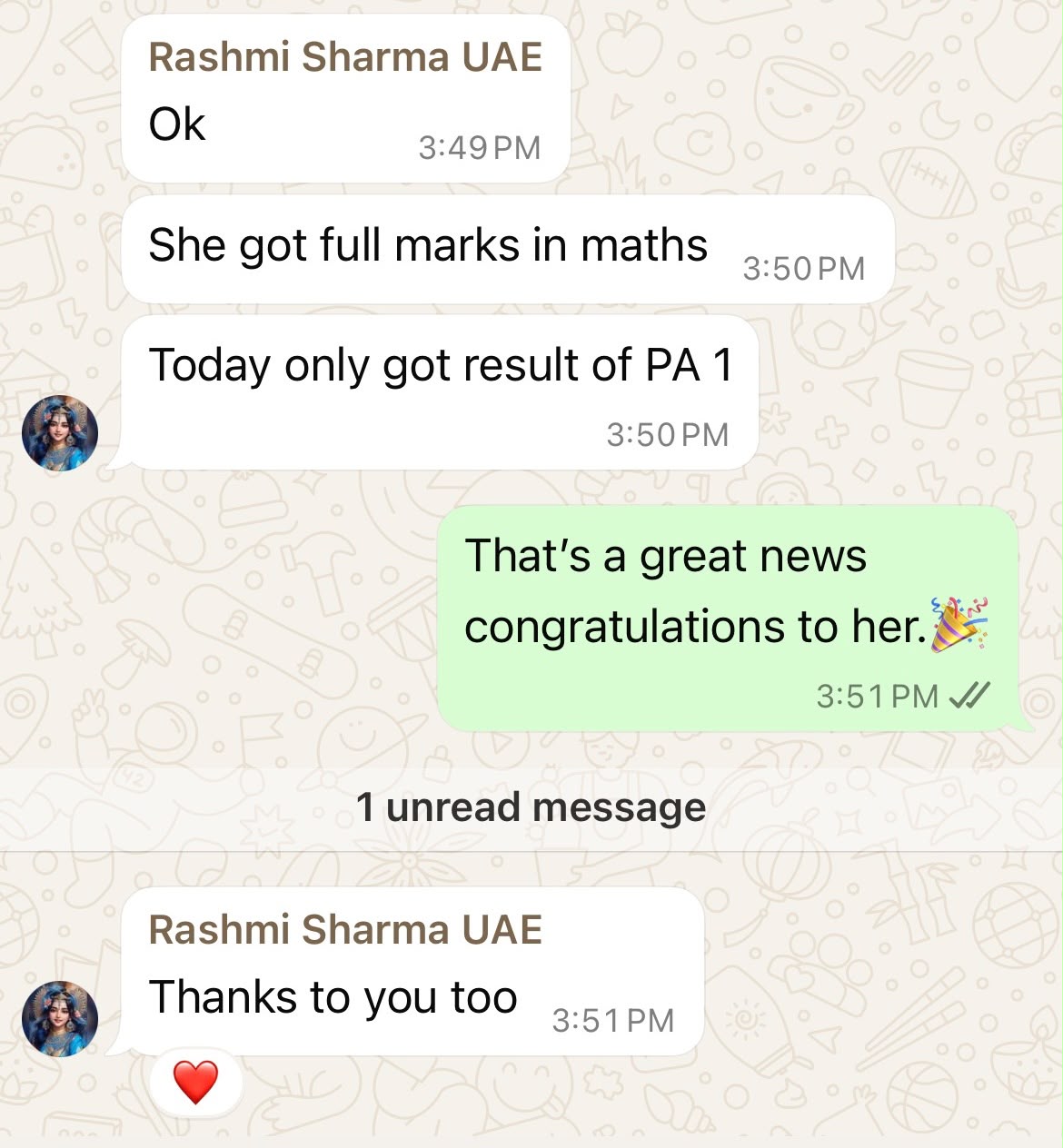 Parent review from Rashmi Sharma about full marks in maths